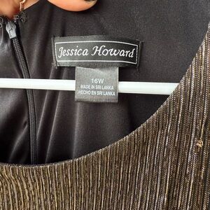 Jessica Howard Gold and Black Striped Dress